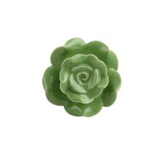 Pea Green Crackle Rose Ceramic Dresser Knob